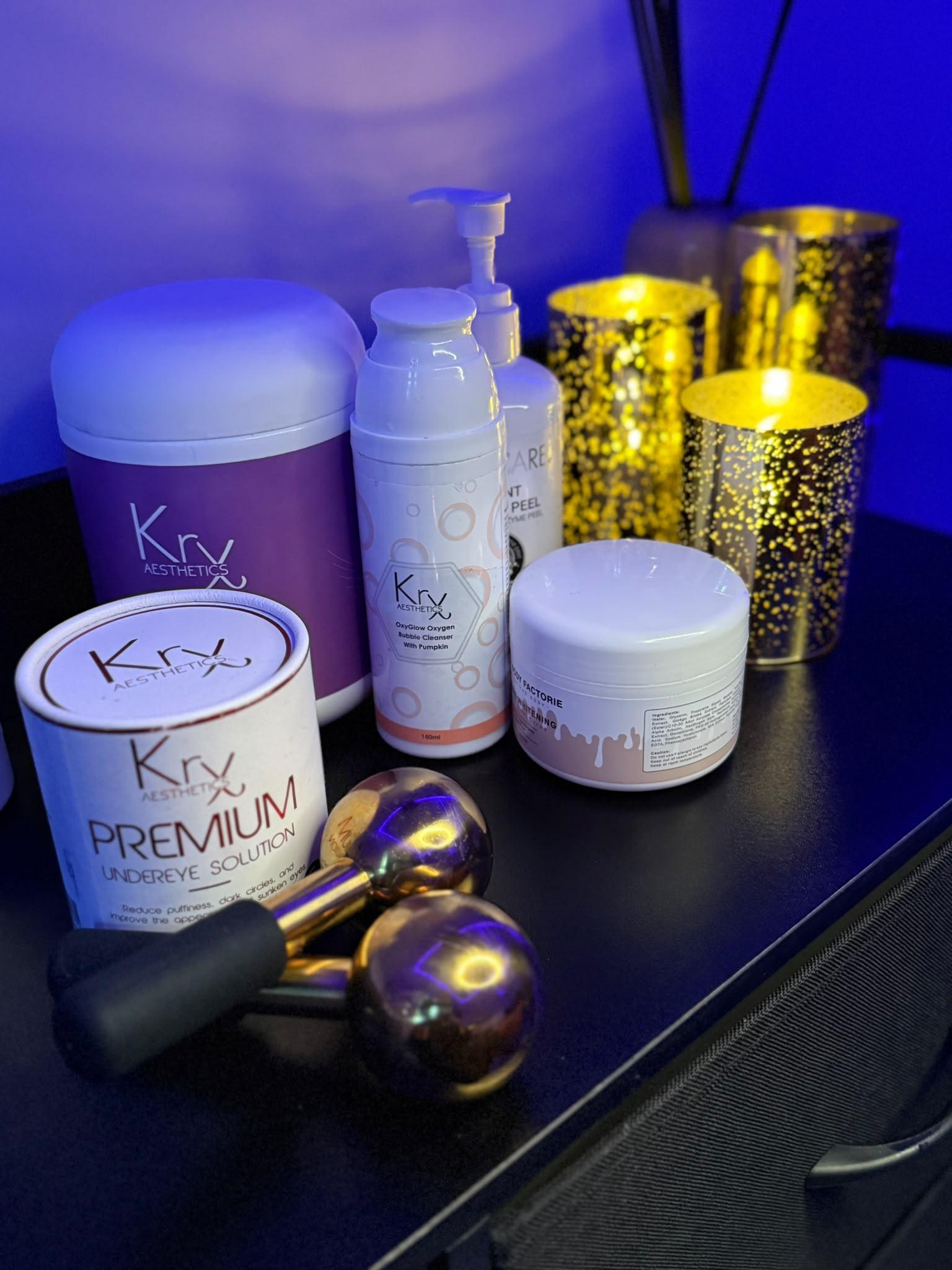 KrX Aesthetics professional skincare products used in treatments at Luxe 4 You